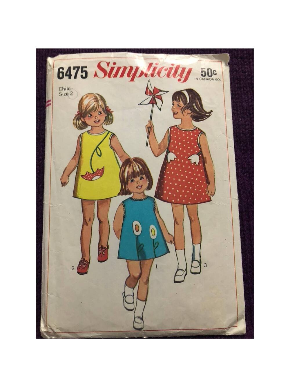 Simplicity 6475 pattern Girls Aline dress sz 2